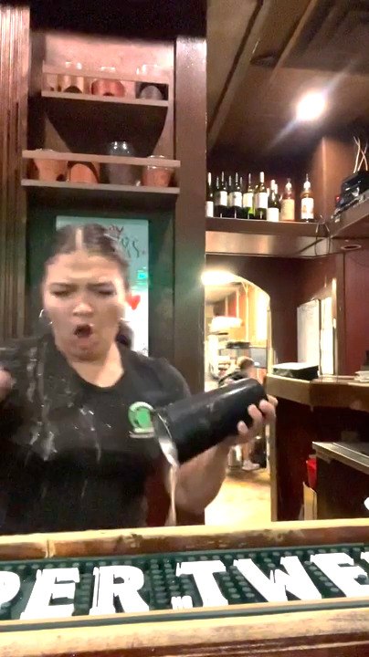 Bartender Spills Drink and Breaks Glass While Making Cocktail