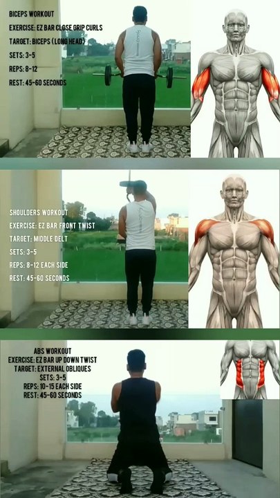 3 Best FULL BODY Exercises with EZ BAR at Home & Gym  #heermlgangaputra #naturalbodybuilding #fitness #workout #muscle #training #tips #viral