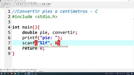 Convertir pies a centímetros en C