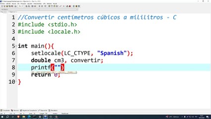 Convertir centímetros cúbicos a mililitros en C