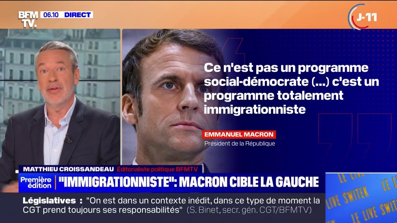 Emmanuel Macron dénonce le "programme totalement immigrationniste" du Nouveau Front populaire