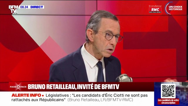 Accord RN/ Ciotti: Un homme seul ne peut pas entraîner des dizaines de milliers de militants là où on ne l'a pas autorisé à le faire , assure Bruno Retailleau