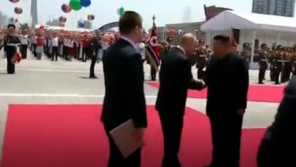 Kim Jong-un greets Vladimir Putin on red carpet as he makes first trip to North Korea in 24 years