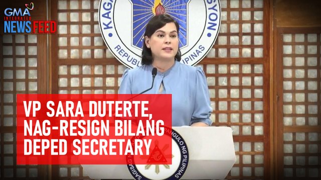 VP Sara Duterte, nag-resign bilang DepEd secretary | GMA Integrated Newsfeed