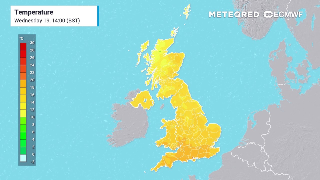 UK forecasted temperatures for the next few days