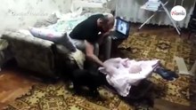 Vater „schlägt“ das Baby, schwarze Katze sorgt für Gänsehaut-Moment