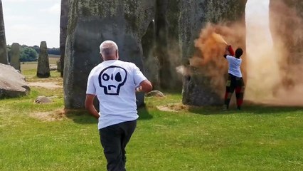 Just Stop Oil activists spray paint on Stonehenge