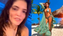 Ana Bárbara es arrastrada por el mar y es rescatada por una persona: 