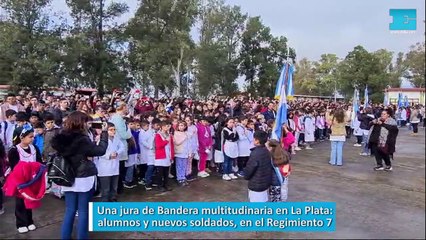 Una jura de Bandera multitudinaria en La Plata: alumnos y nuevos soldados, en el Regimiento 7