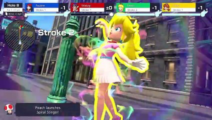 Mario Golf Super Rush Pauline vs Waluigi vs Peach vs Daisy in New Donk City