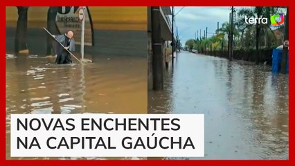 Porto Alegre volta a registrar alagamentos após fortes chuvas atingirem o RS