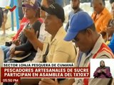 Pescadores artesanales participan en la asamblea de actualización del 1X10X7 en el estado Sucre