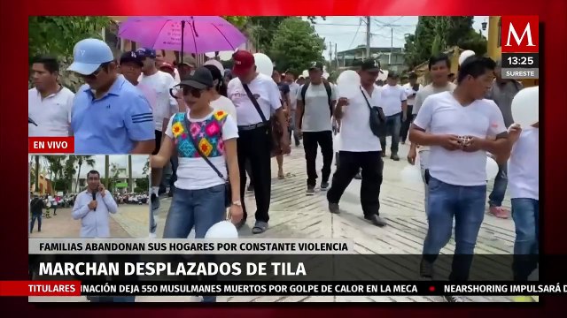 Habitantes de Tila marchan exigiendo mayor seguridad para regresar a sus hogares