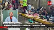 Cientos de migrantes quedan varados en Tehuantepec debido a las fuertes lluvias