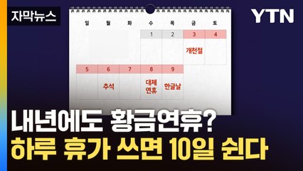 [자막뉴스] 내년 휴가 언제 쓸까?...하루만 연차 내면 최대 10일 / YTN