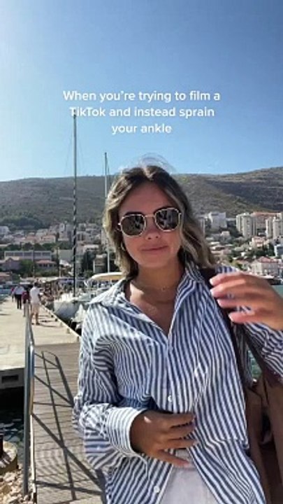 While Recording, Girl Misses Stairs And Trips Down!