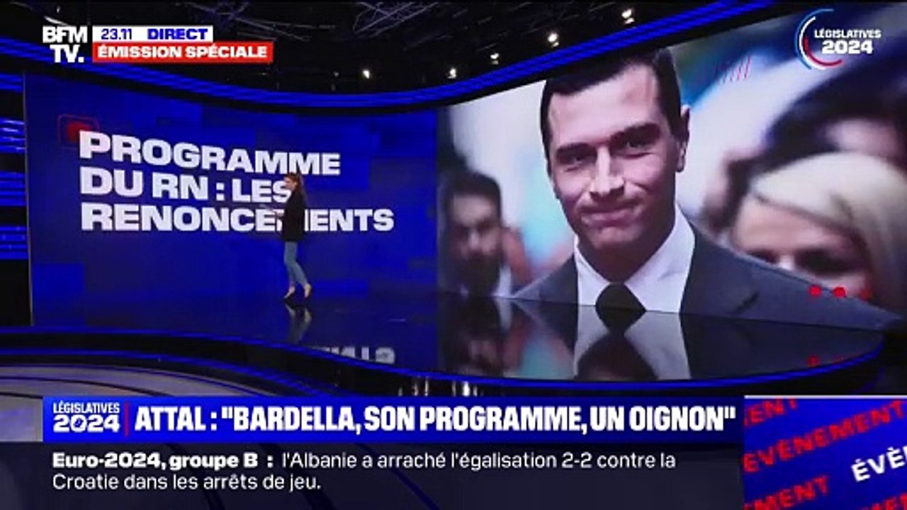 Le coup de gueule, cette nuit, de Jordan Bardella contre BFM TV : "Il est consternant de voir la chaîne reprendre les éléments de langage du gouvernement" pour parler du programme du RN