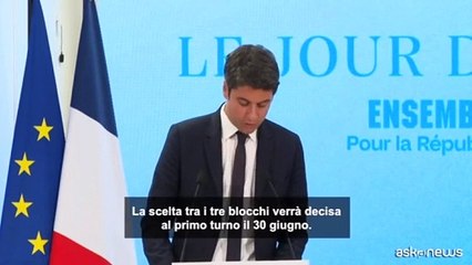 Francia, Attal: "30 giugno si vota per elezione premier non presidente"