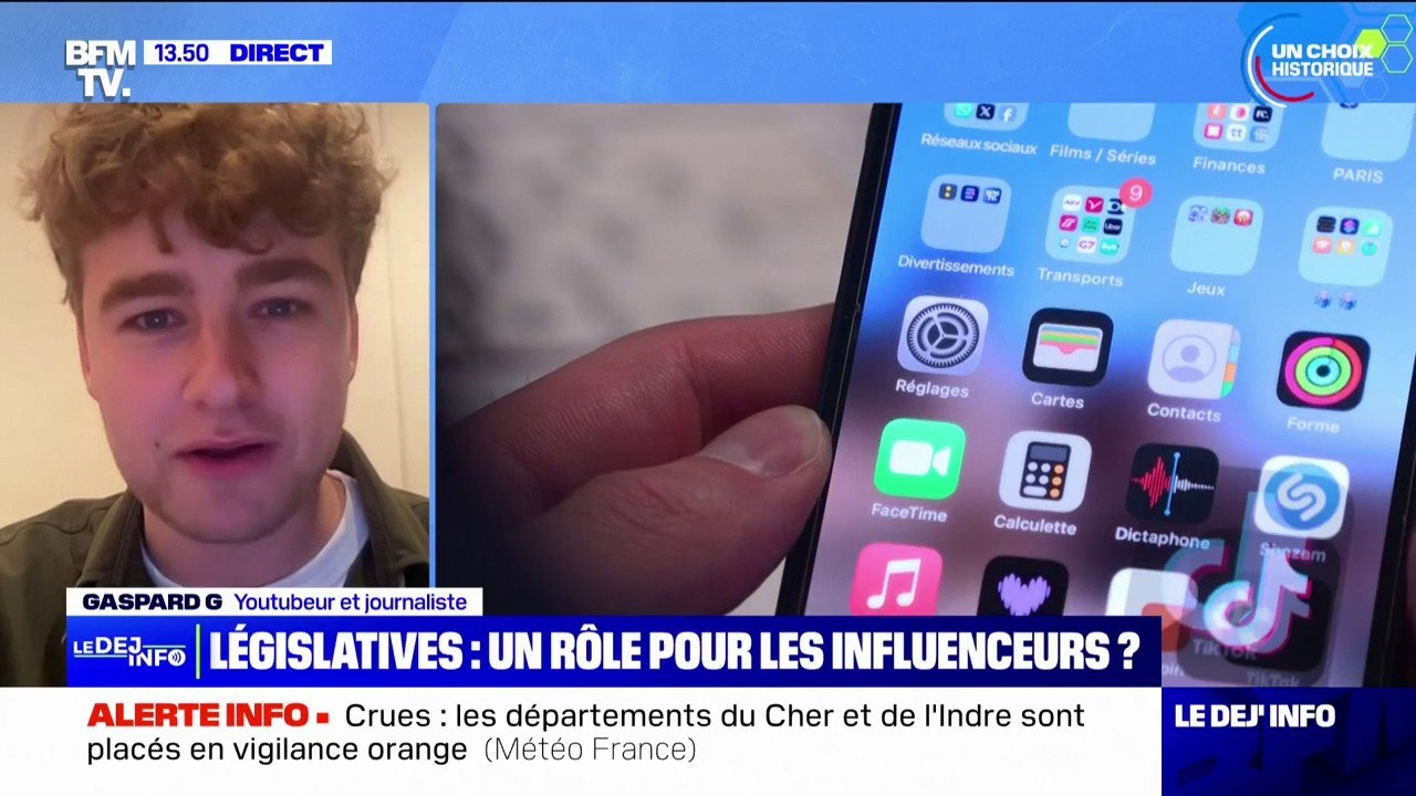 "La plupart des créateurs de contenus ont la capacité d'avoir une influence sur le scrutin des législatives", estime Gaspard G, youtubeur et journaliste