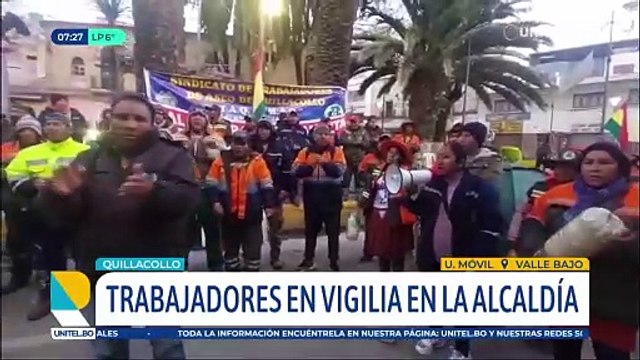 Once días de paro de EMAQ, trabajadores mantienen vigilia afuera de la Alcaldía de Quillacollo