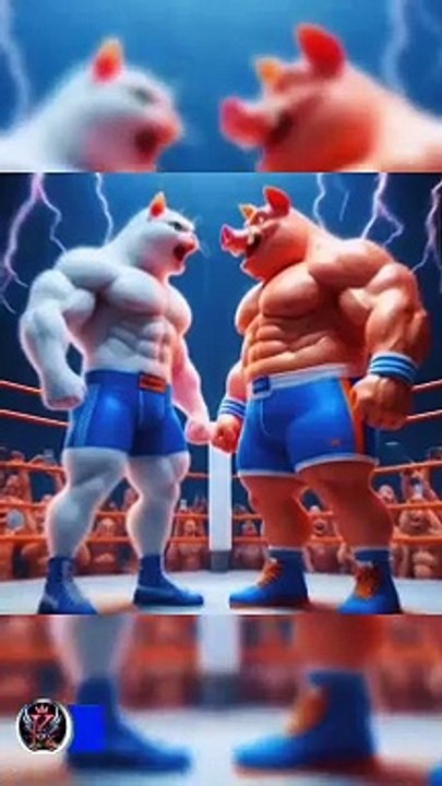 cat vs pig battle for saurvival/बिल्ली बनाम सुअर अस्तित्व के लिए लड़ाई"#viral#short#ai#vidking786