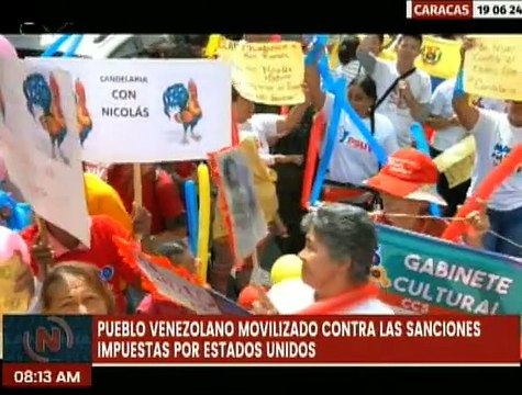 Caraqueños marcharon en rechazo al bloqueo económico impuesto por los EE.UU. contra Venezuela