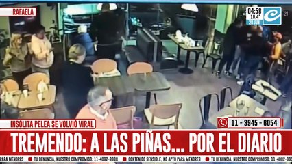 Insólito: ¡se agarraron a las piñas por un diario en plena estación por servicio!