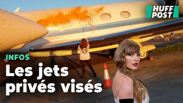 Le jet privé de Taylor Swift arrive à Londres, des militants écologistes repeignent l’aéroport en orange
