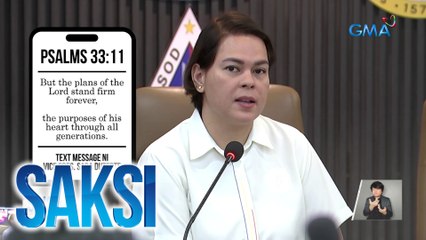 VP Sara Duterte, tikom pa rin sa dahilan ng pagkalas sa gabinete; "bible verse" ang tugon nang kumustahin | Saksi