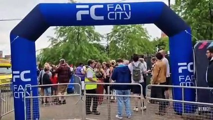 England fans prepare to watch England v Denmark in Sheffield fanzone