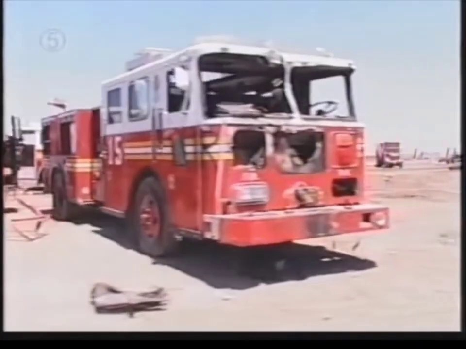 9/11 Graveyard Memorial for the Emergency Trucks destroyed in Twin Towers attack Sep 11 2001