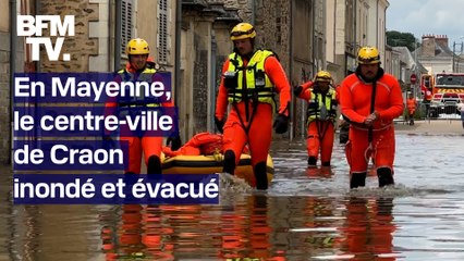 TANGUY DE BFM - En Mayenne, le centre-ville de Craon inondé et évacué