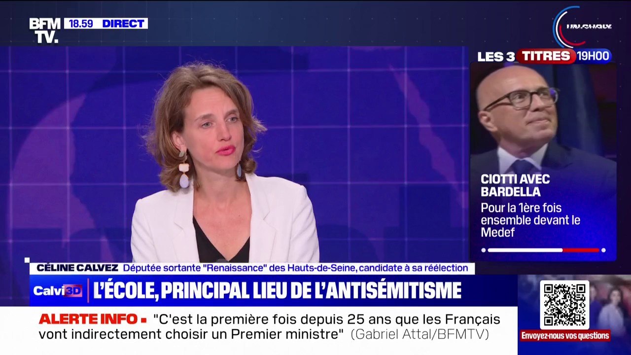 Céline Calvez (candidate "Renaissance" des Hauts-de-Seine): "On utilise l'antisémitisme pour briser la société"