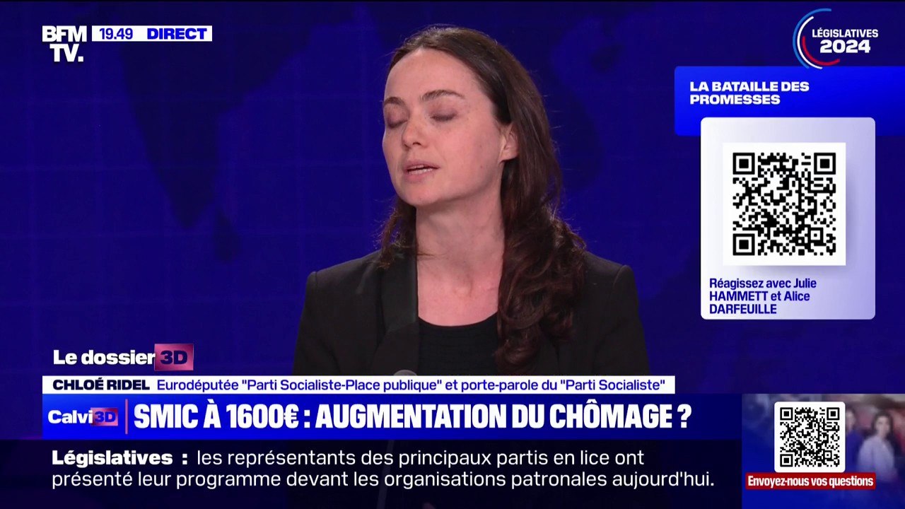 Augmentation du Smic: "C'est faire en sorte qu'il soit plus avantageux de travailler que de ne pas travailler", affirme Chloé Ridel (eurodéputée Parti Socialiste - Place Publique" et porte-parole du PS)