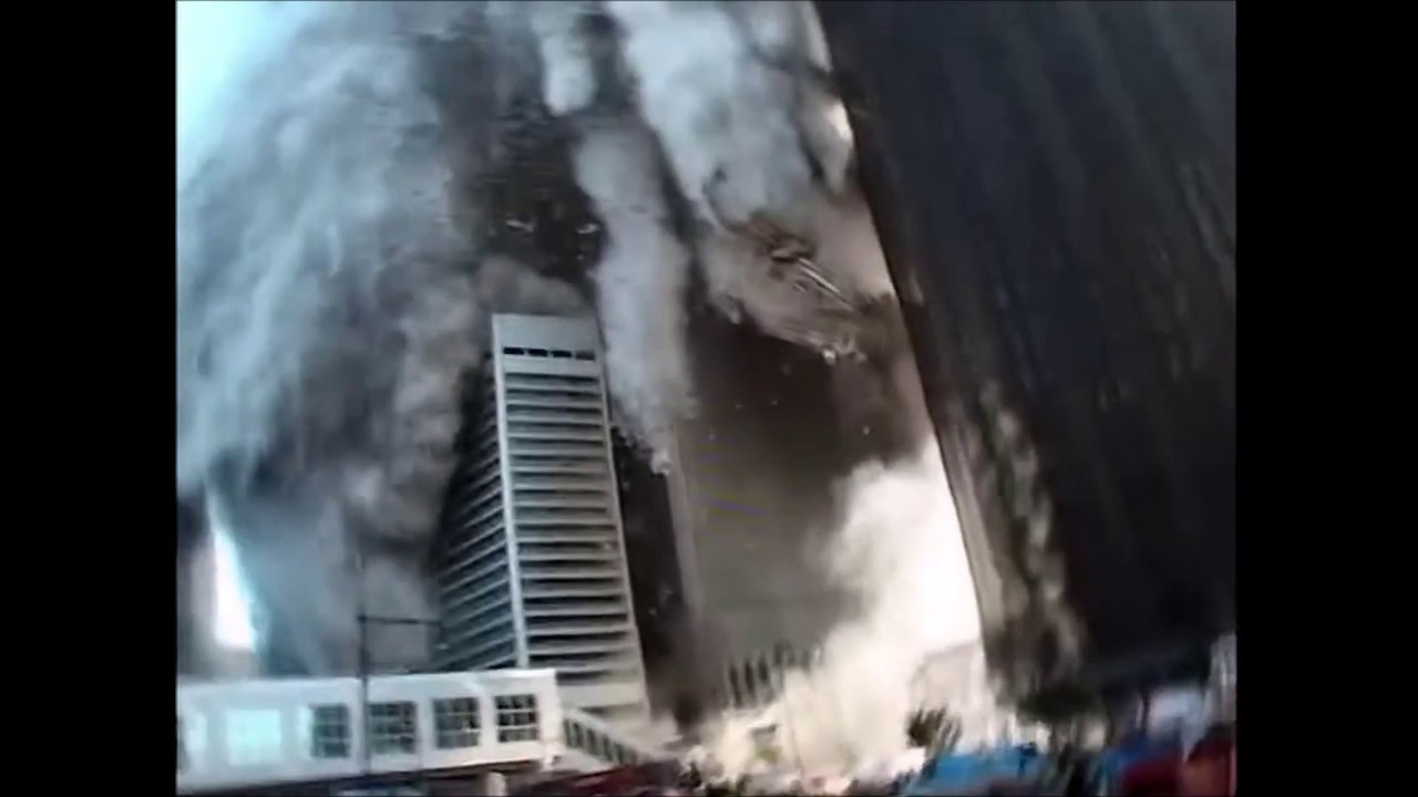 9/11 South Tower collapse - nearby footage World Trade Center