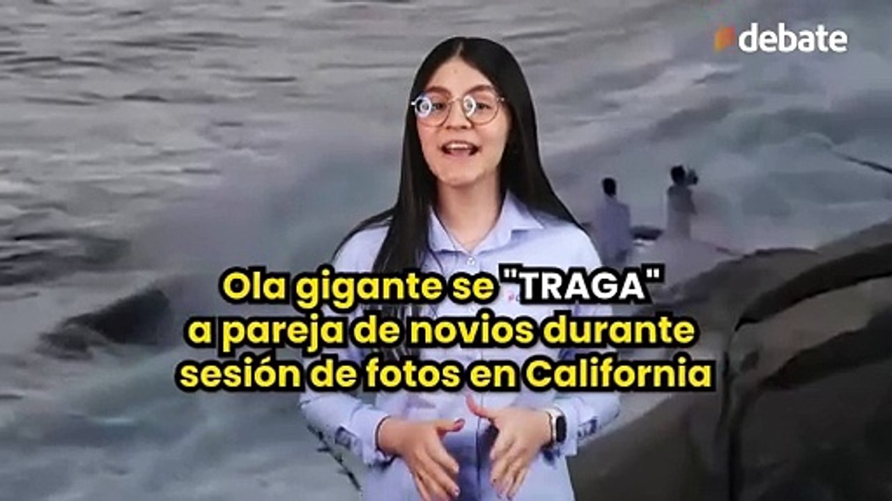 Ola gigante se _TRAGA_ a pareja de novios durante sesión de fotos en California