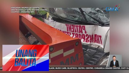 2, sugatan matapos tumama ang isang ambulansiya sa nakaparadang pison | Unang Balita