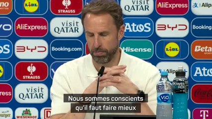 Angleterre - Southgate : "Nous sommes conscients qu'il faut faire mieux"