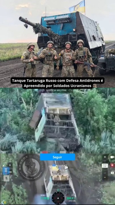 Tanque Tartaruga Russo com Defesa Antidrones é Apreendido por Soldados Ucranianos