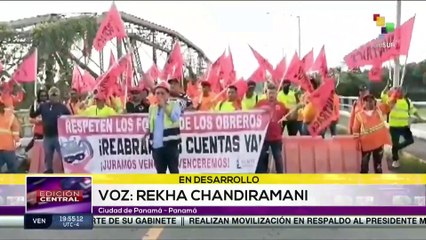 Trabajadores panameños de la industria de construcción realizan una huelga de 24 horas