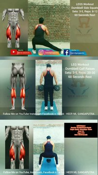 3 Best LEG Exercises with Dumbbells at Home & Gym #heermlgangaputra #naturalbodybuilding #workout #fitness #muscle #training #tips #viral #trending