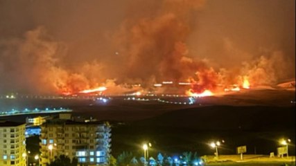 Siirt'te yıldırım düşen arazide anız yangını çıktı