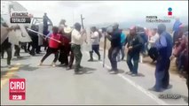 Policías de la Fuerza Civil de Veracruz desalojan bloqueo en carretera con golpes y balazos