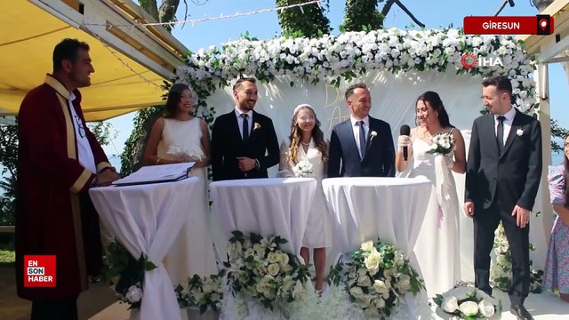 Giresun’da 3 erkek kardeş, aynı gün nikah masasına oturdu