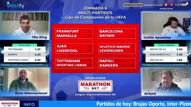 Jornada 6/6 multi-partidos. Liga de Campeones. Ofrecido por MarathonBet