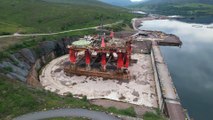 Oil rig demolished in controlled explosion