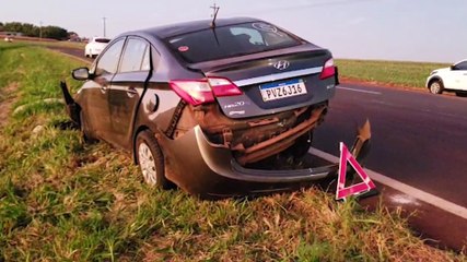 Duas pessoas ficam feridas em saída de pista na BR-163, entre Cascavel e Toledo