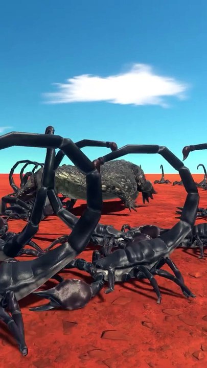 100 Scorpions vs Purussaurus Fighting