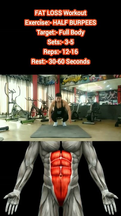 ❌ HALF BURPEES ✔️  How to reduce Tummy FAT at Home?  #heermlgangaputra #naturalbodybuilding #workout #exercise #fitness #gym #muscle #training #tips