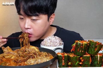 Boiled Spicy BEEF SOUP - Spicy Pickled Cucumbers - Mukbang - ASMR #7